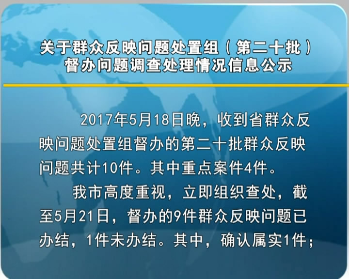 关于群众反映问题处置组(第二十批)督办问题调查处理情况信息公示​