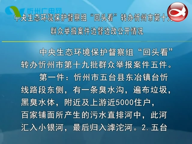 中央生态环境保护督察组“回头看”转办忻州市第十九批群众举报案件边督边改公开情况​
