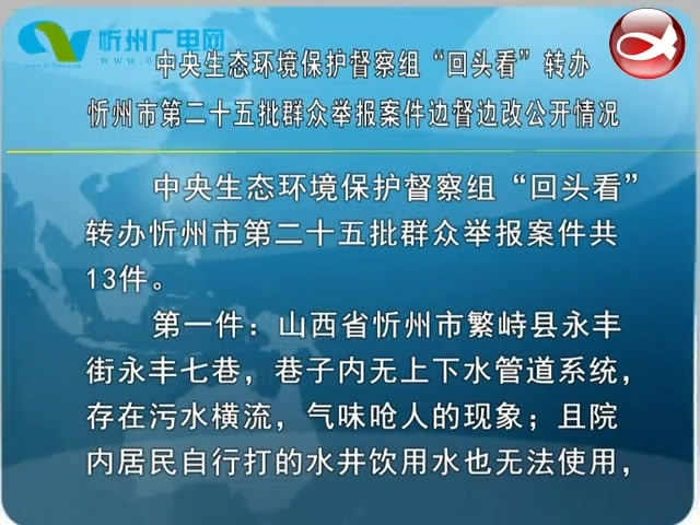 中央生态环境保护督察组“回头看”转办忻州市第二十五批群众举报案件边督边改公开情况​