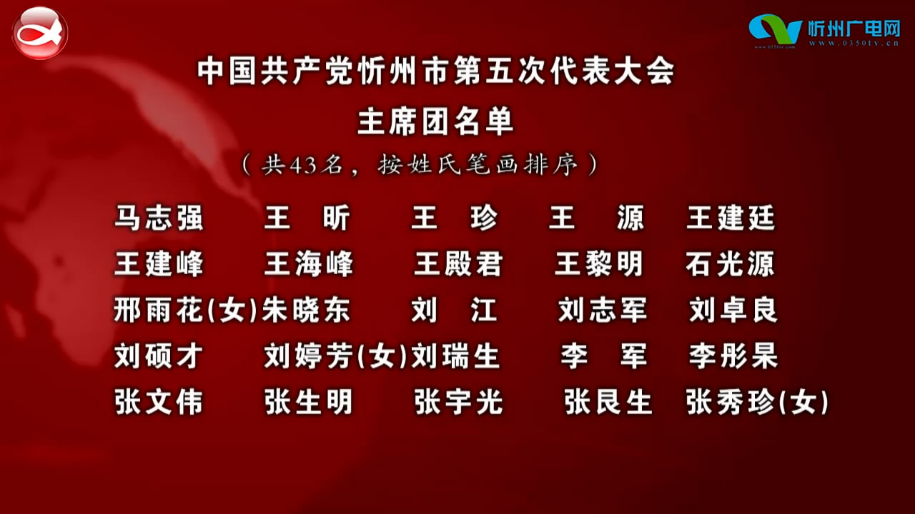 中国共产党忻州市第五次代表大会主席团名单 秘书长名单 代表资格审查委员会名单