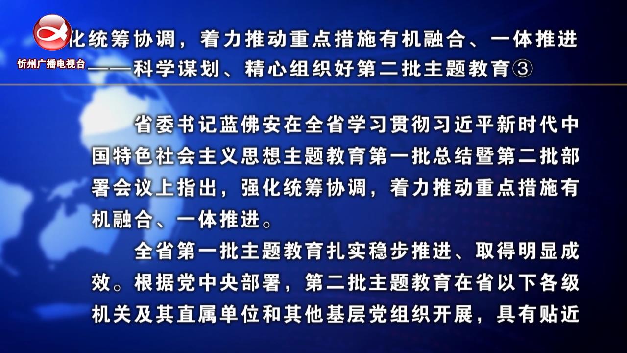 强化统筹协调 着力推动重点措施有机融合 一体推进——科学谋划 精心组织好第二批主题教育③​